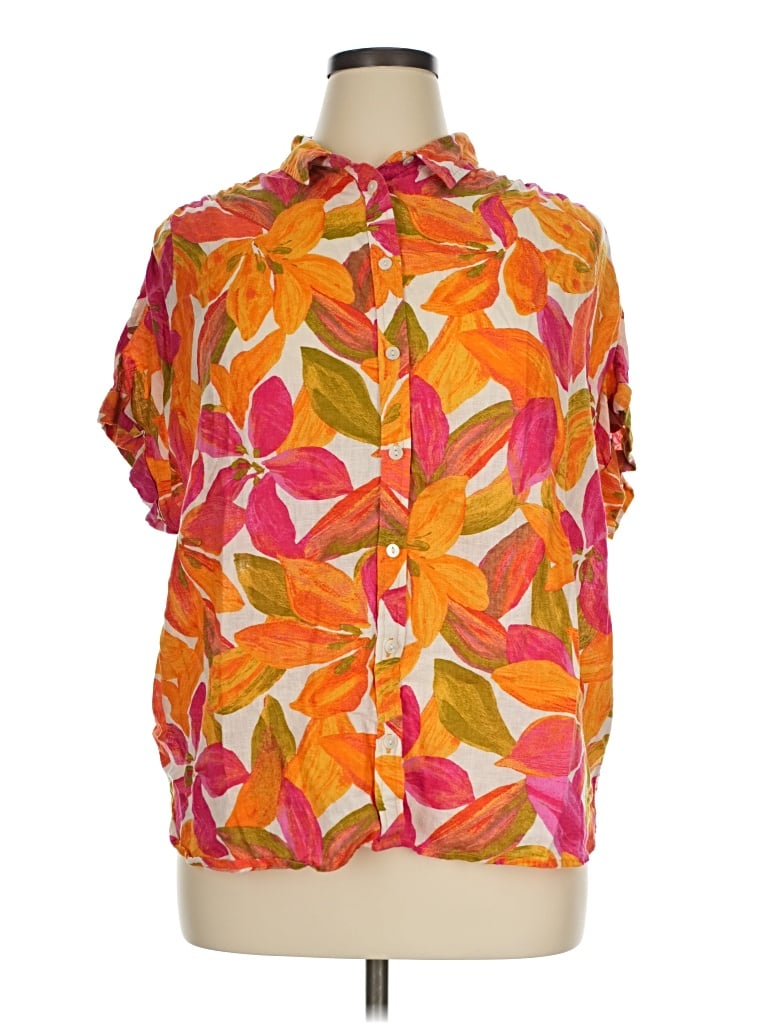Pre-owned Time And Tru Short Sleeve Blouse In Orange
