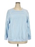 Draper James 100% Cotton Checkered-gingham Blue Pullover Sweater Size 2X - photo 1