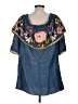 Boston Proper Blue Short Sleeve Blouse Size M - photo 2