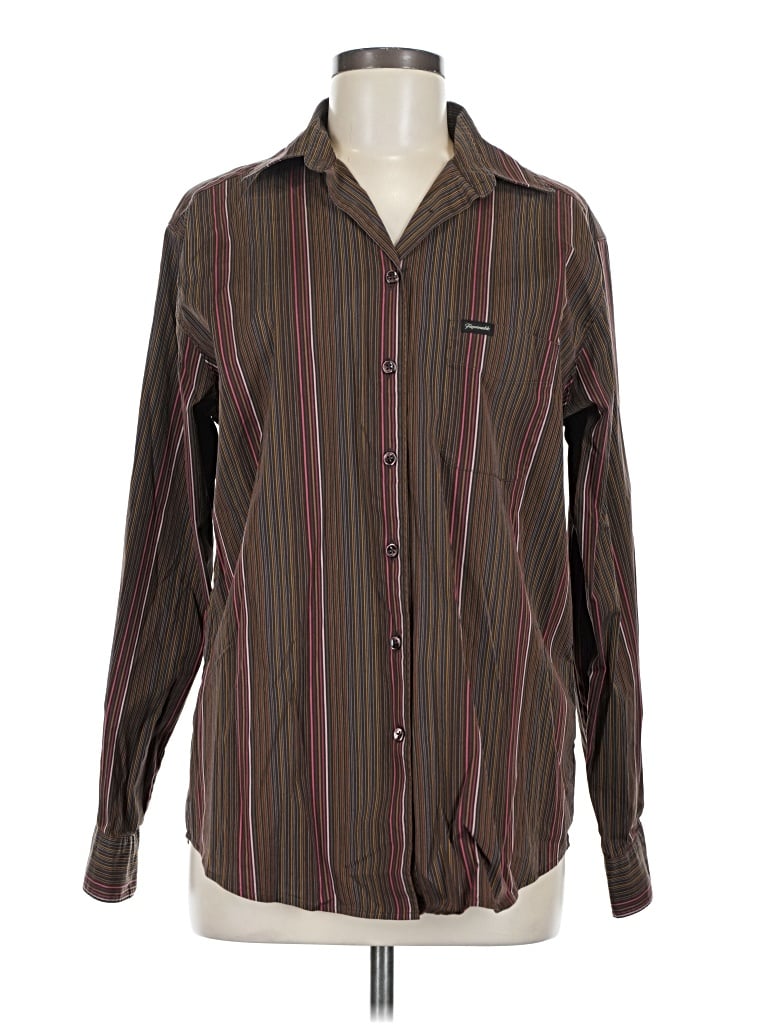 Pre-owned Façonnable Long Sleeve Button Down Shirt In Brown