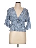 Easel 100% Rayon Blue 3/4 Sleeve Blouse Size L - photo 1