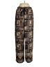 Cato 100% Polyester Print Brown Casual Pants Size L - photo 1
