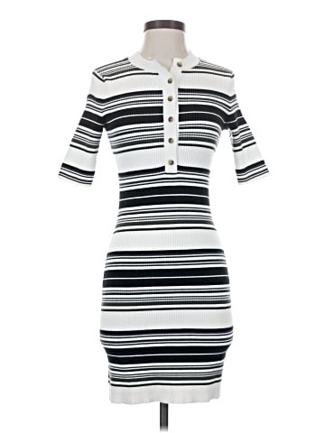 Madewell Henley Sweater Mini Dress in Stripe (view 1)