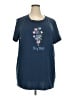 Lularoe Floral Blue Short Sleeve T-Shirt Size 24 - 26 - photo 1