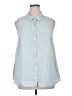 Soft Surroundings Blue Sleeveless Button-Down Shirt Size XL - photo 1