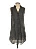 Eileen Fisher 100% Ramie Gray Sleeveless Button-Down Shirt Size XS - photo 1