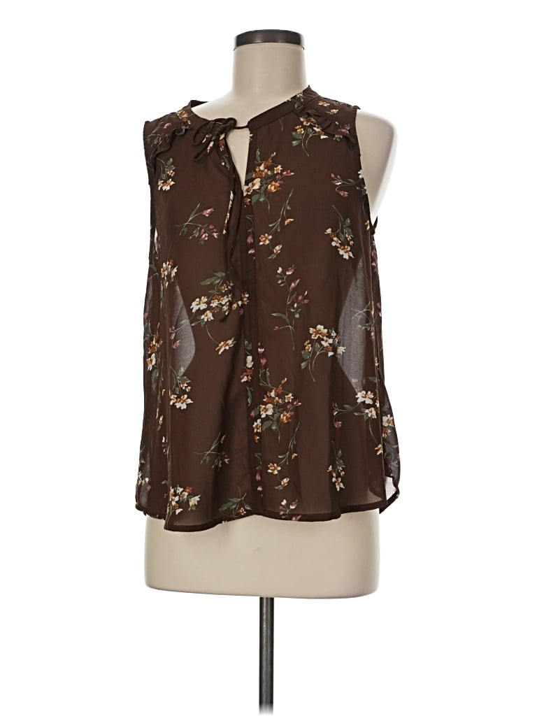 Pre-owned Monday Fun Sleeveless Blouse In Brown