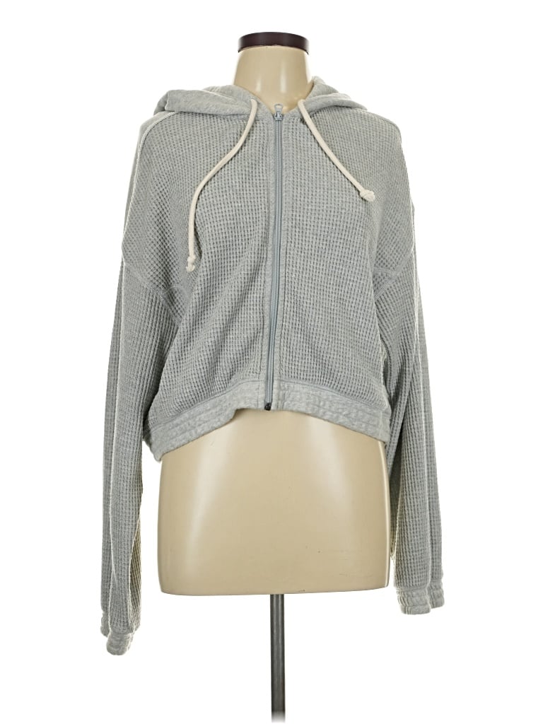 Pre-owned Aerie Zip Up Hoodie In Gray