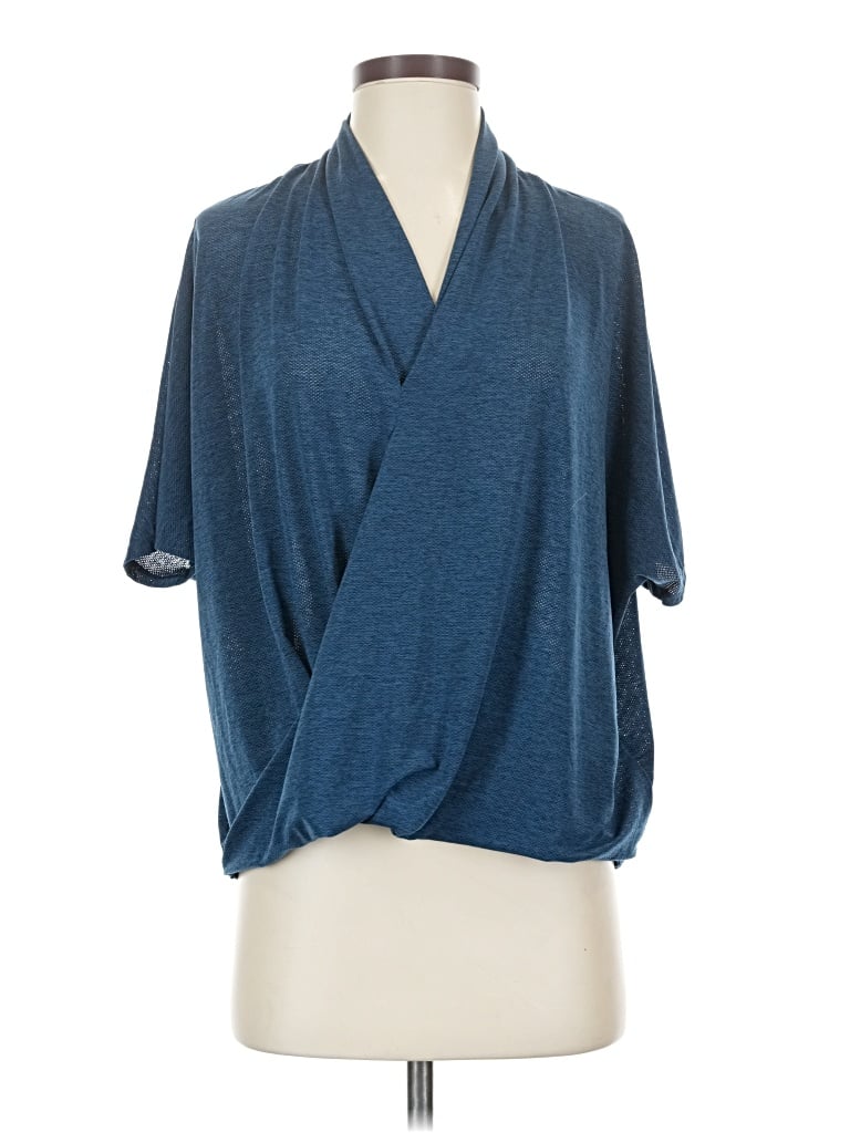 Pre-owned Lucy Short Sleeve Top Blue Cowl Neck Tops