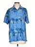 Unbranded 100% Silk Tropical Blue Short Sleeve Silk Top Size S - photo 1