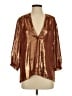 By Anthropologie 100% Polyester Metallic Orange Brown 3/4 Sleeve Blouse Size S - photo 1