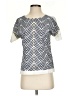 J.Crew 100% Cotton Chevron-herringbone Silver Short Sleeve Blouse Size XS - photo 1