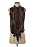 Verty Stripes Black Sleeveless Button-Down Shirt Size S - photo 1