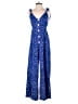 Main Strip 100% Polyester Polka Dots Blue Jumpsuit Size M - photo 1