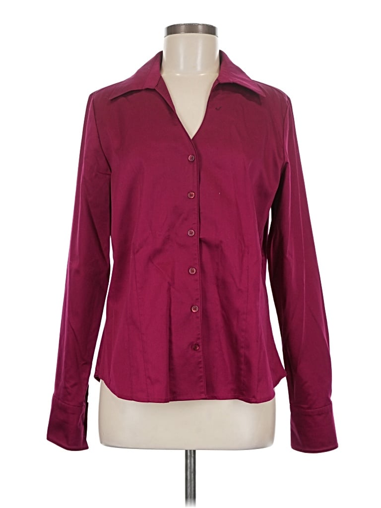 Pre-owned Coldwater Creek Long Sleeve Blouse In Burgundy