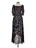 Ann Taylor 100% Polyester Floral Blue Casual Dress Size 6 - photo 2