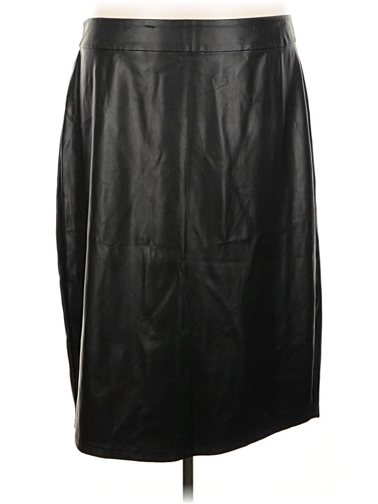 Pre-owned Universal Standard Faux Leather Skirt In Black