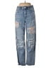 American Eagle Outfitters Floral Hearts Blue Jeans Size 2 - photo 1