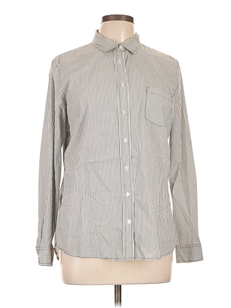 Pre-owned Apt. 9 Long Sleeve Button Down Shirt In Gray
