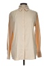 Assorted Brands 100% Polyester Color Block Tan Long Sleeve Blouse Size L - photo 1