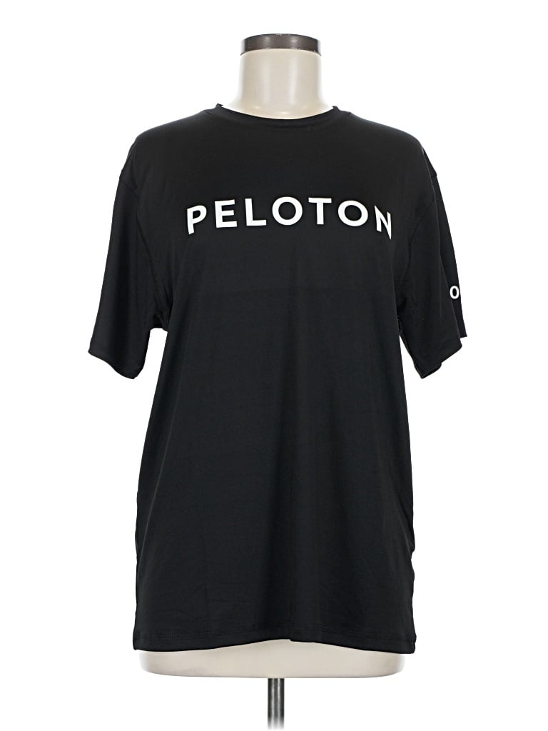 Pre-owned Peloton Short Sleeve Top Black Crew Neck Tops