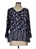 Como Vintage 100% Rayon Blue 3/4 Sleeve Blouse Size L - photo 1