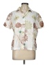 Hot Cotton Floral Ivory Short Sleeve Blouse Size L - photo 1