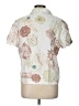 Hot Cotton Floral Ivory Short Sleeve Blouse Size L - photo 2