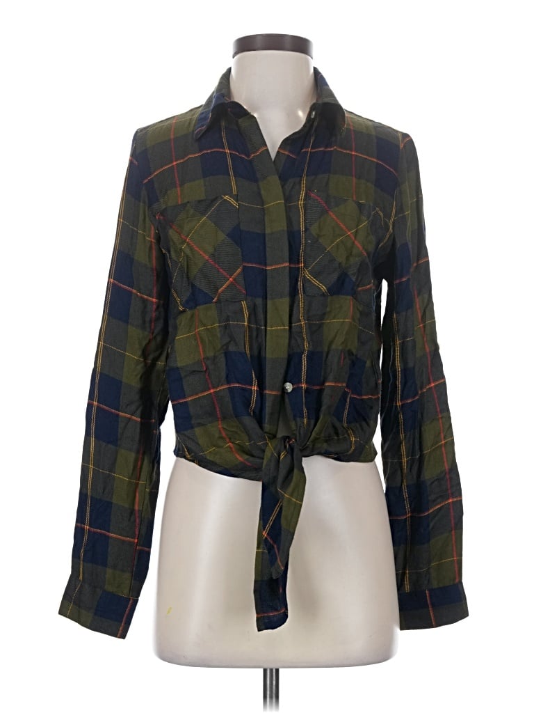 Pre-owned Sim & Sam Long Sleeve Blouse In Green