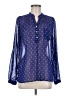 Sweet Rain 100% Polyester Polka Dots Blue Long Sleeve Blouse Size M - photo 1