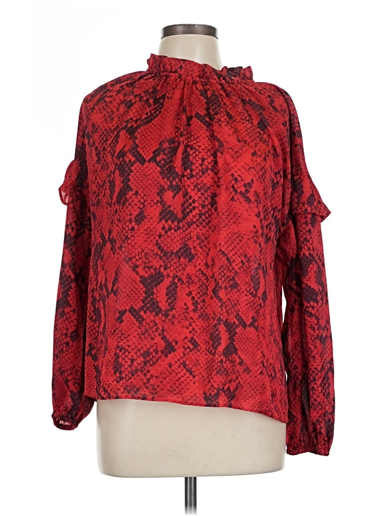 Ann Taylor Long Sleeve Blouse In Red