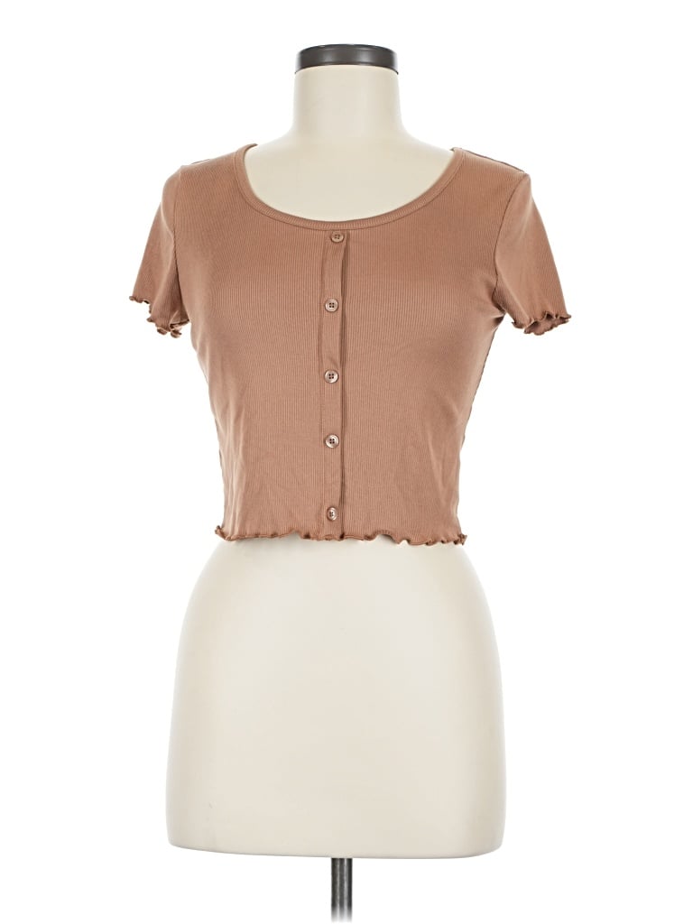 Pre-owned Wallflower Short Sleeve Top Brown Sweetheart Neckline Tops