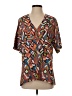Crosby 100% Polyester Brown Short Sleeve Blouse Size XS - photo 1