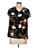 Old Navy 100% Rayon Floral Black Short Sleeve Blouse Size L - photo 1