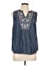 J.Jill 100% Lyocell Blue Sleeveless Blouse Size Lg Petite - photo 1