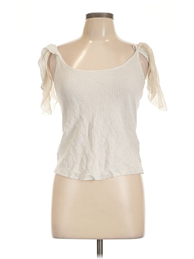 Pre-owned Adam By Adam Lippes Short Sleeve Top Ivory Sweetheart Neckline Tops