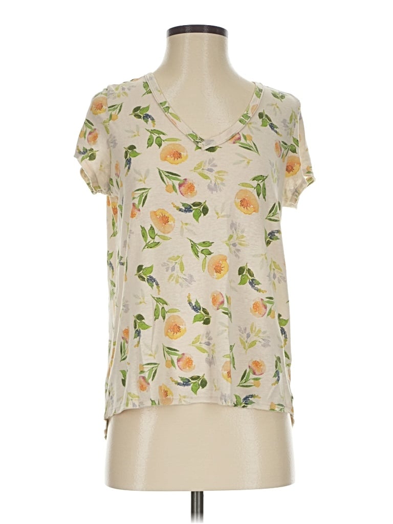 Pre-owned T.la Short Sleeve Blouse In Ivory