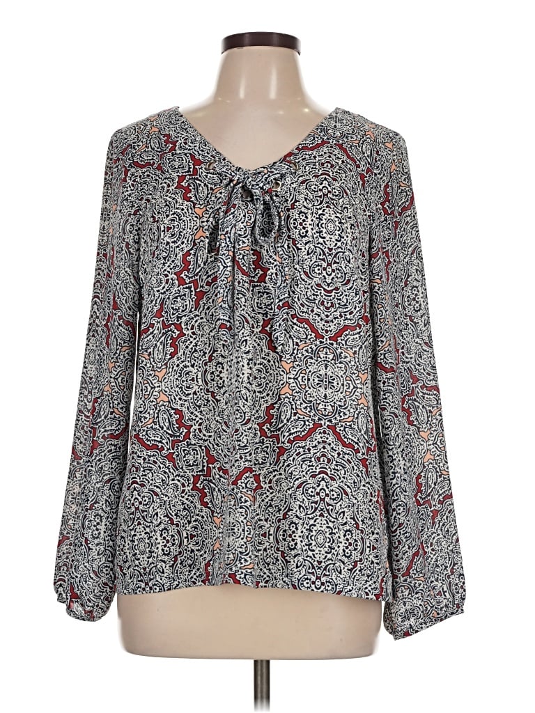 Pre-owned Laundry By Shelli Segal Long Sleeve Blouse In Gray