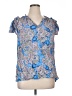 Rose + Olive 100% Rayon Paisley Blue Short Sleeve Blouse Size 1X - photo 1