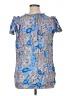 Rose + Olive 100% Rayon Paisley Blue Short Sleeve Blouse Size 1X - photo 2