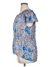 Rose + Olive 100% Rayon Paisley Blue Short Sleeve Blouse Size 1X - photo 5