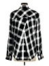 Sanctuary 100% Rayon Plaid Black Long Sleeve Button-Down Shirt Size M - photo 2