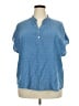 A.K.A Posh 100% Polyester Blue Short Sleeve Blouse Size 2X - photo 1