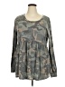 Haptics Camo Gray Long Sleeve Blouse Size 2X - photo 1