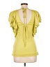 Marisa K 100% Silk Yellow Short Sleeve Top Size L - photo 2