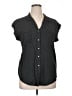 Jachs Girlfriend 100% Rayon Polka Dots Black Short Sleeve Blouse Size XL - photo 1