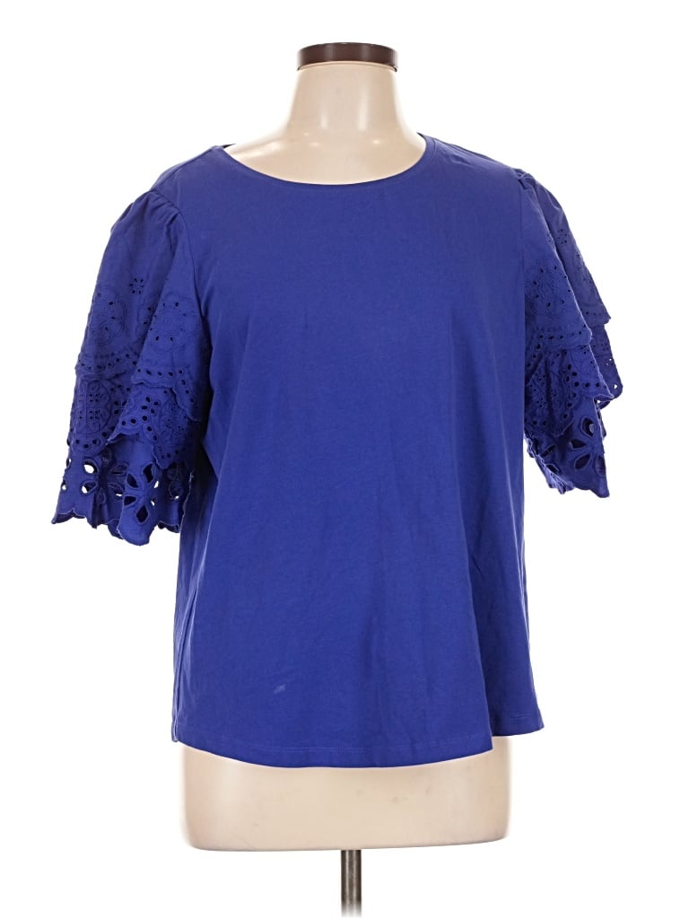Pre-owned Chico's Short Sleeve Blouse In Blue