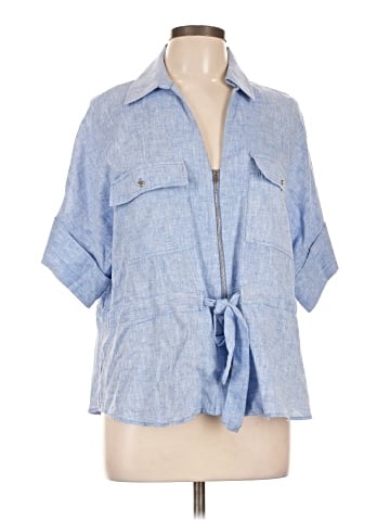 Zara 3/4 Sleeve Button-Down Shirt (view 1)