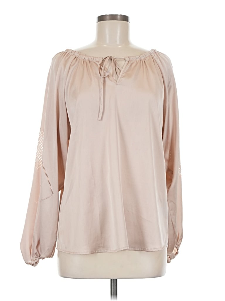 Pre-owned Love Stitch Long Sleeve Blouse In Tan
