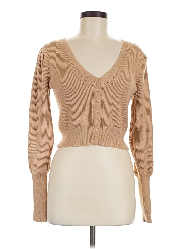 Pre-owned Love, Whit By Whitney Port Cardigan Sweater In Tan